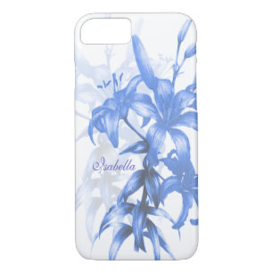 Nom bleu coque iphone fleuri oriental