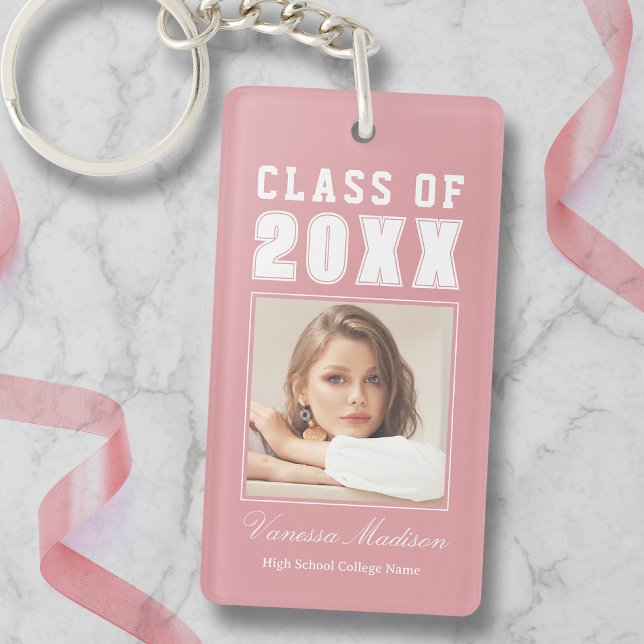 Nom Branché Classe De Pink Blush Graduate Photo (Créateur téléchargé)
