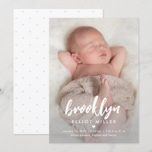 Nom brossé Faire-part de naissance bébé moderne