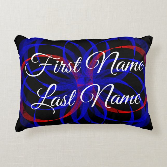 Nom Changer Coussin double bleu géométrique (Devant)