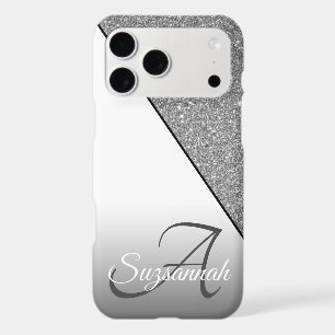 Nom Chic Monogram Parties scintillant Argent Blanc
