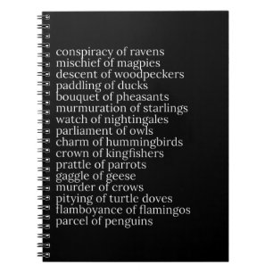 Nom collectif des oiseaux Carnet noir