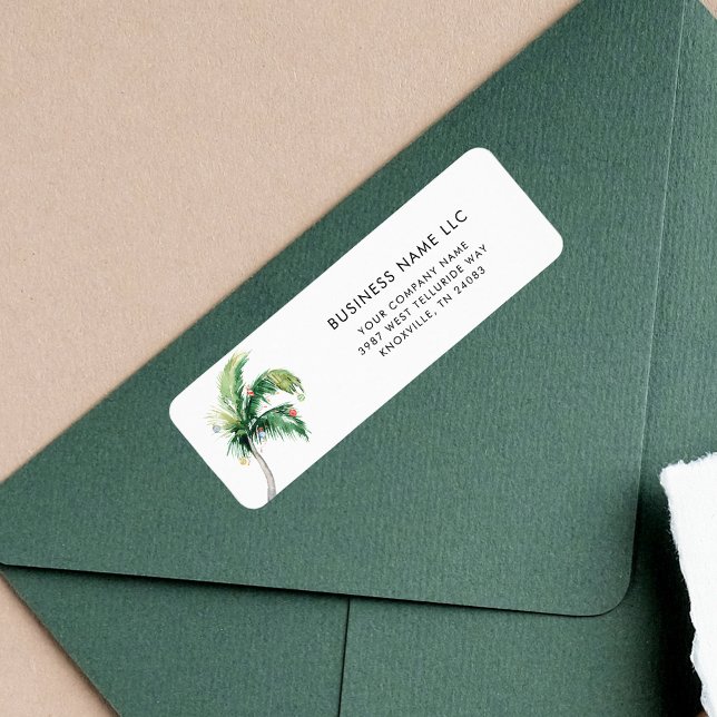 Nom commercial Christmas Coastal Adresse de retour (Coastal Palm Tree Business Return Address Label)