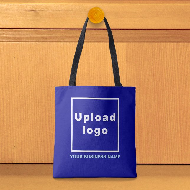 Nom commercial et logo sur le Sac fourre-tout bleu (Blue tote bag with your business name and logo)