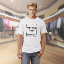 Nom commercial et logo sur T-shirt blanc