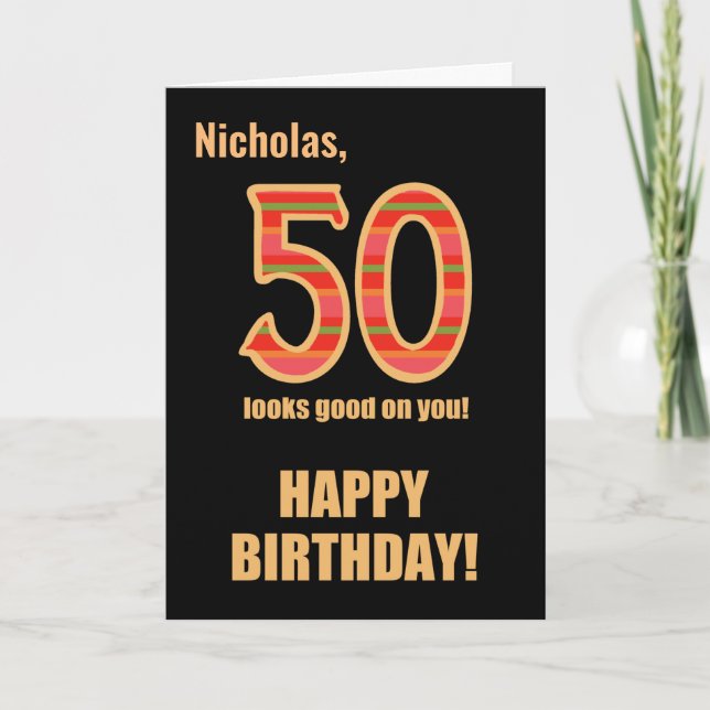 Nom customisé 50e anniversaire pour lui Carte (Devant)