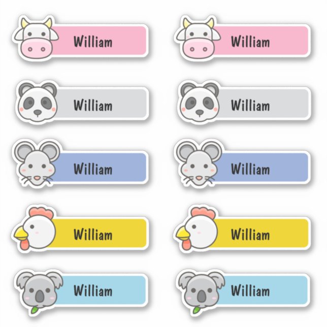 Nom customisé Cute Kawaii Stickers de garderie (Devant)