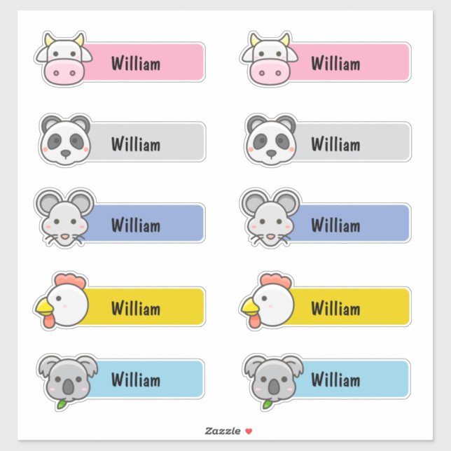 Nom customisé Cute Kawaii Stickers de garderie (Feuille)