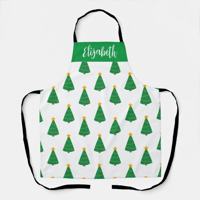 Nom customisé Mod Arbre de Noël Imprimer Tablier (Recto)