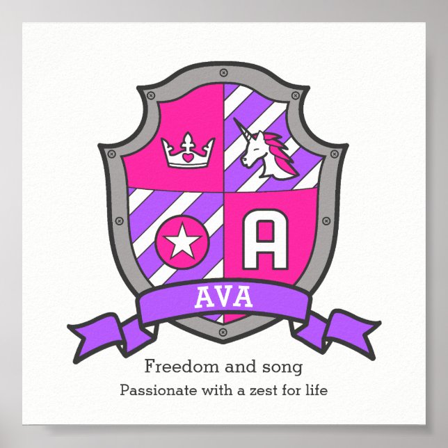 Nom d'Ava signifiant lettre de licorne Une affiche (Devant)