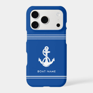 Nom de bateau ancre nautique bleu personnalisé