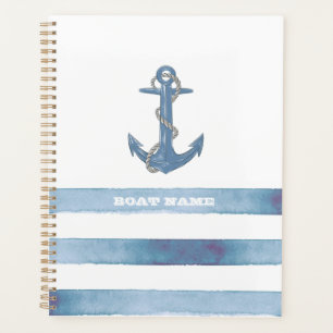 Nom de bateau nautique,Ancre,Corde,Rayes bleu clai