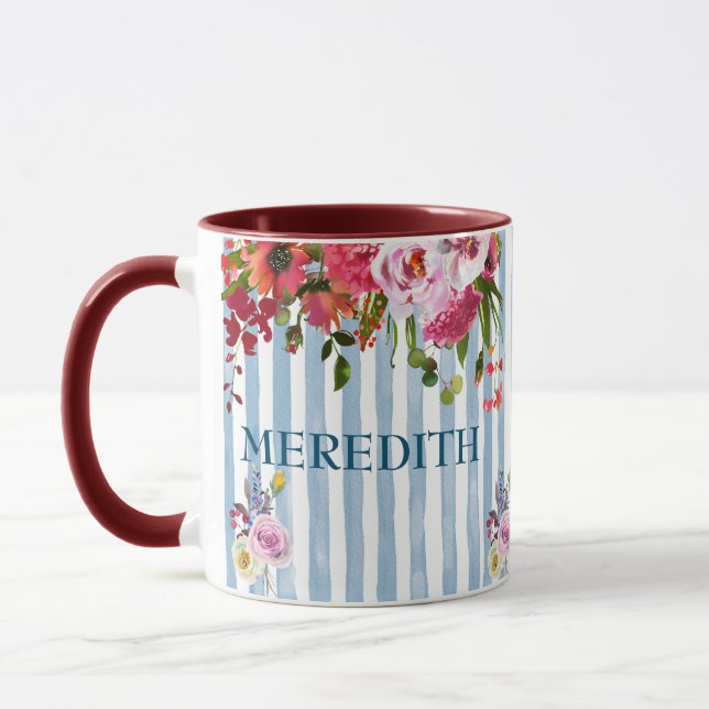 NOM DE COULEUR D'EAU CHARMANTE MUG FLORAL ÉLÉGANT (Gauche)