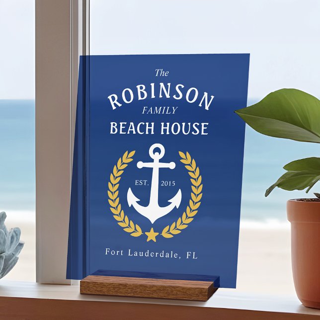 Nom de famille Beach House Ancre Gold Laurel Marin (Créateur téléchargé)