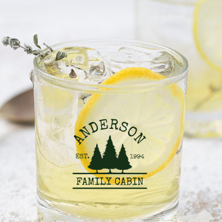 Nom de famille Cabine Forest Green Pines Verre