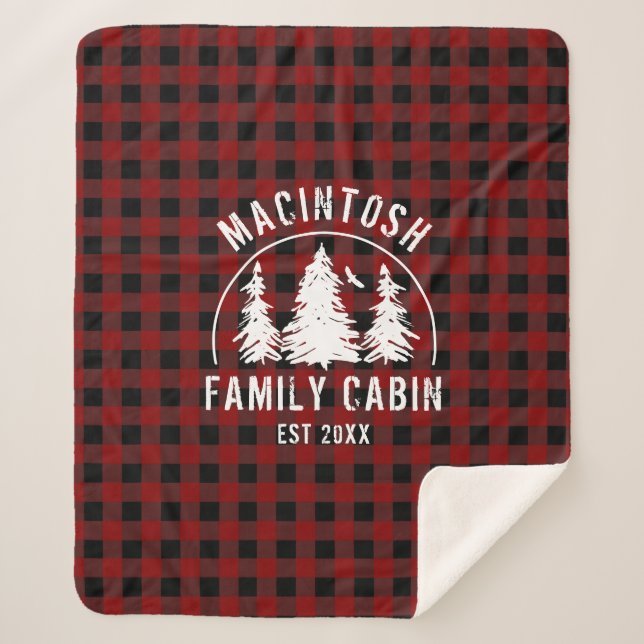 Nom de famille du cabine Red Black Buffalo Plaid (Devant)