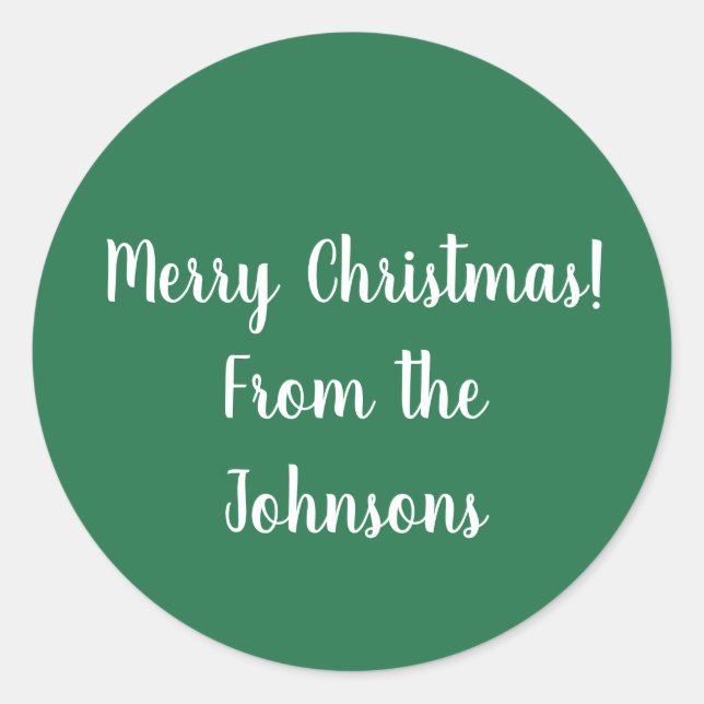 Nom de famille Green Joyeux Noël Étiquette cadeau  (Devant)