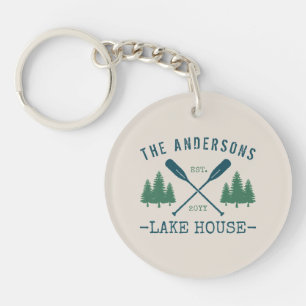 Nom de famille Lake House Oars rustiques Pine Tree