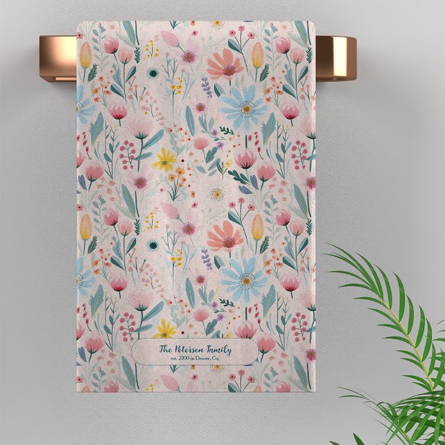 Nom de famille moderne rose pastel floral personna (Créateur téléchargé)