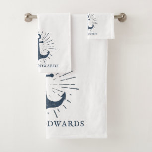 Nom de famille personnalisé Ancre bleue marine mar