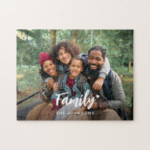 Nom de famille personnalisé Coeur Puzzle photo