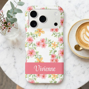 Nom de fleur sauvage à l'aquarelle rose orange ver