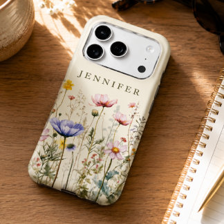 Nom de fleur sauvage aquarelle personnalisé