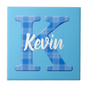 Nom de garçon personnalisé carreaux lettre K