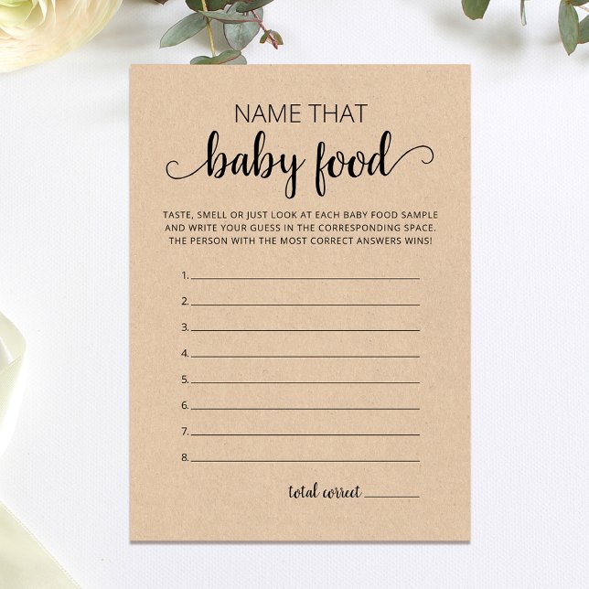 Nom de la carte de la fête du Baby shower alimenta (Créateur téléchargé)