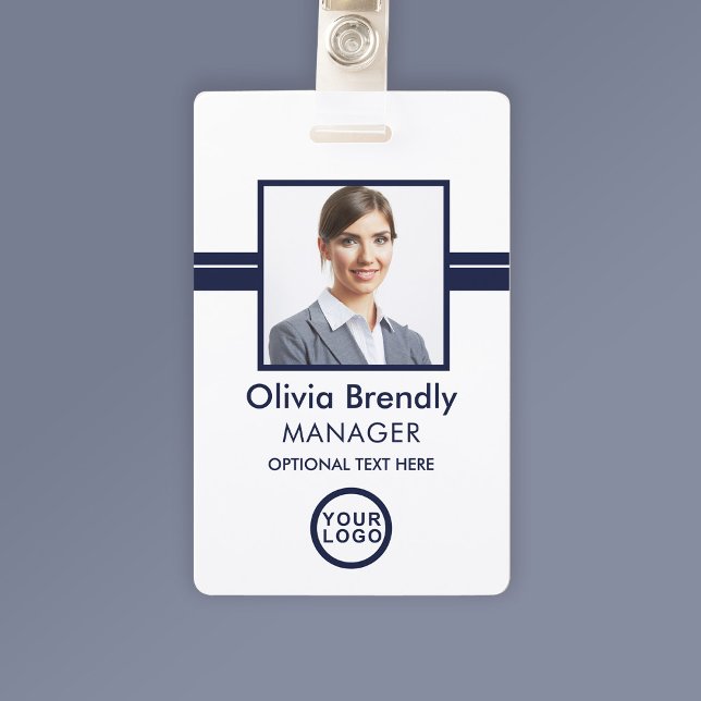 Nom de la photo Badge d'identification de l'employ (Personalize with Your Custom Photo/Name/Title/Logo & Optional Text.)