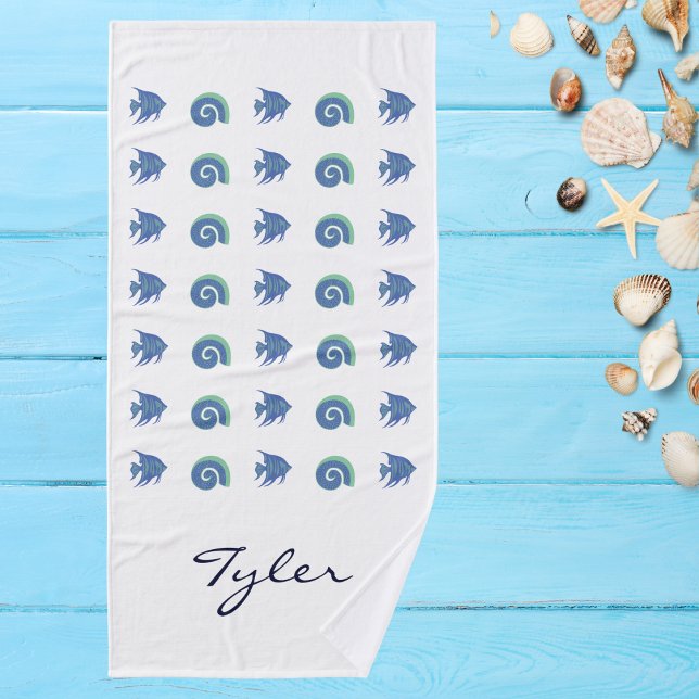 Nom de la plage de la coquille bleue et blanche (Créateur téléchargé)