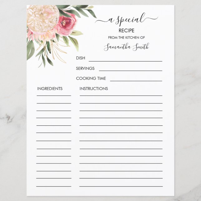 Nom de la recette Carte de la pivoine et des fleur (Devant)