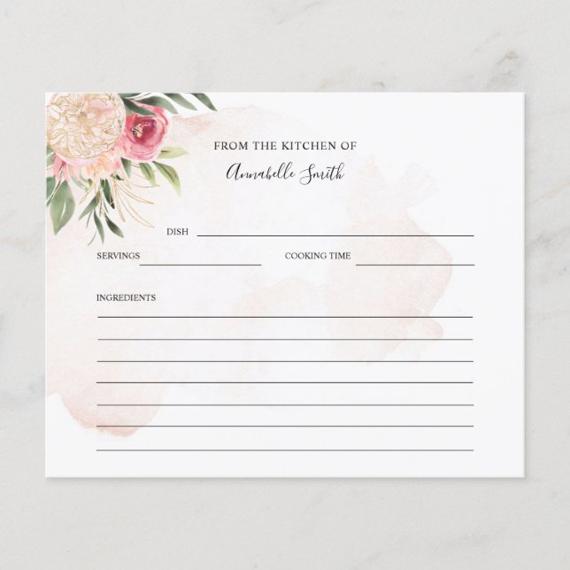 Nom de la recette Carte de la pivoine et des fleur (Devant)