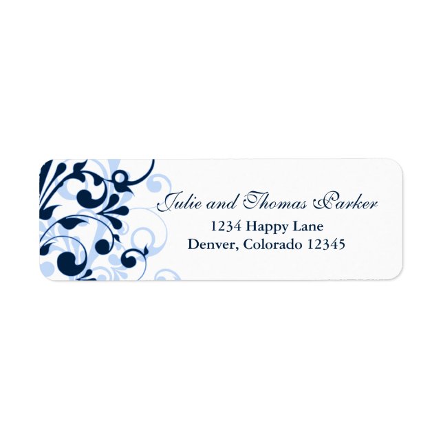 Nom de l'adresse de retour du Mariage bleu Floral  (Devant)