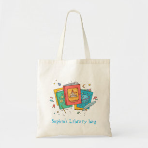 Nom de l'enfant mignon livres sac bibliothèque