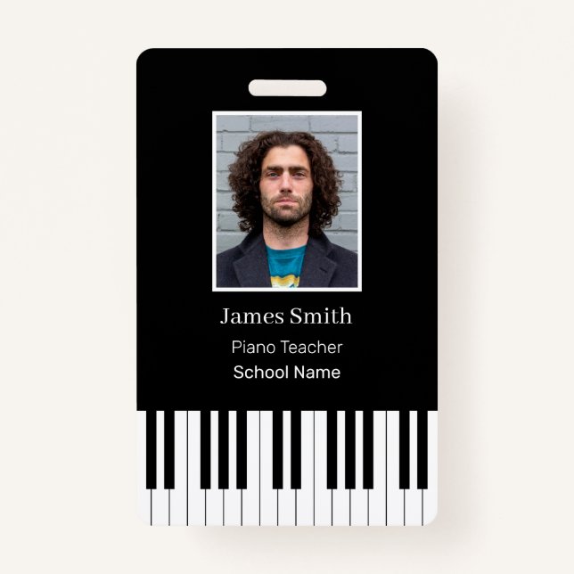 Nom de l'enseignant de piano personnalisé Badge (Devant)