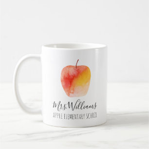 Nom de l'enseignant École Aquarelle Pomme Café Mug