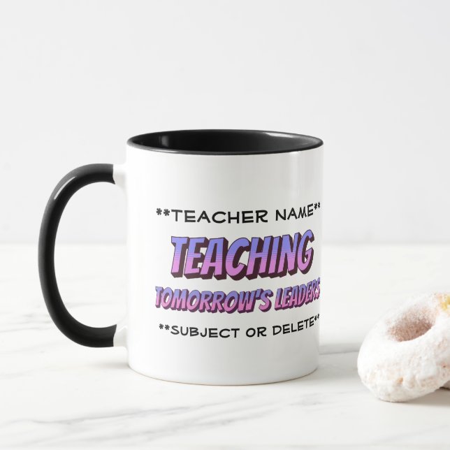 Nom de l'enseignant Mug Style de dessin | Dirigean (Avec donut)