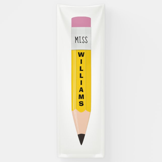 Nom de l'enseignant Pencil Bannière de classe (Vertical)