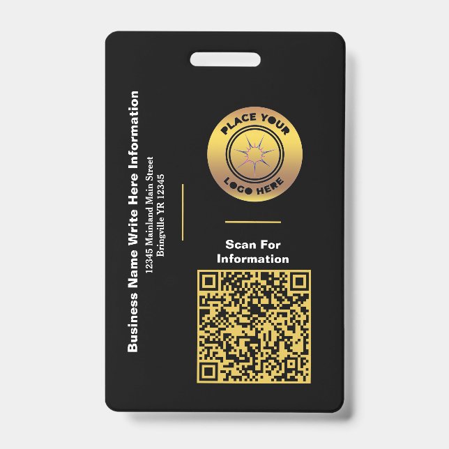 Nom de l'entreprise Code barre de code QR Badge pe (Avant)