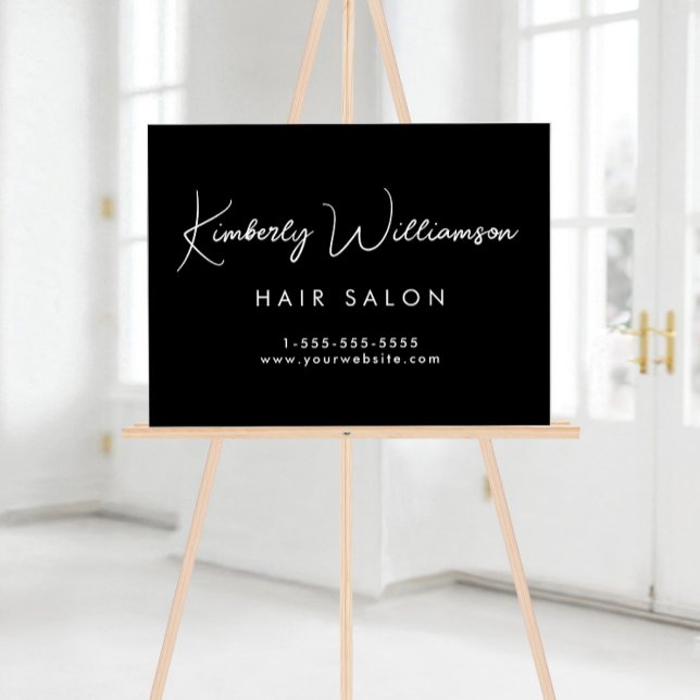 Nom de l'entreprise Design Signature Script Noir (Business Name Stylish Signature Script Black Acrylic Sign)