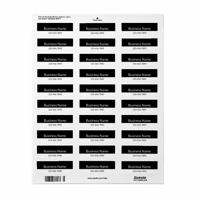 Nom de l'entreprise Numéro de téléphone Noir et Bl (Feuille entière)