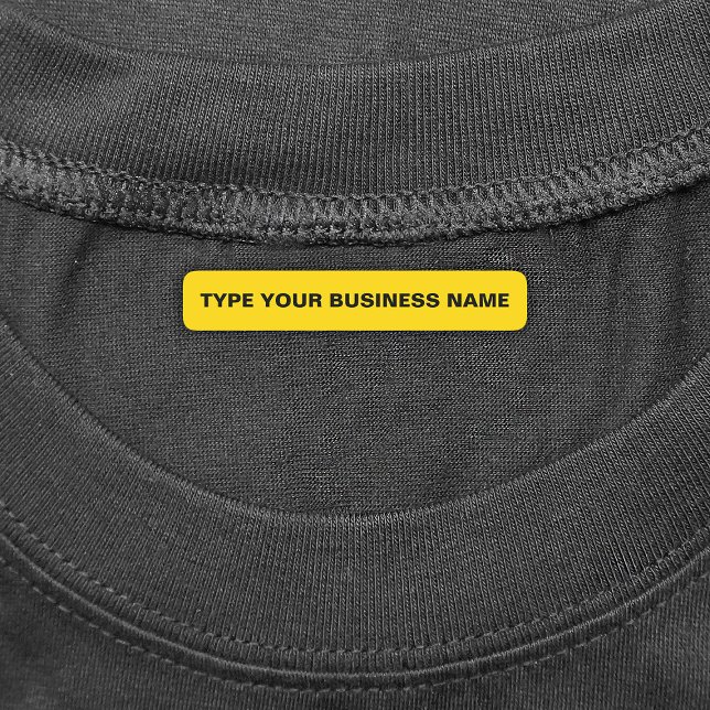 Nom de l'entreprise sur le Étiquette du rectangle  (Yellow rectangle iron on label with your business name)