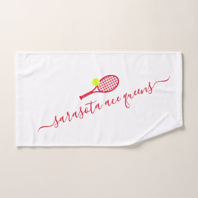 Nom de l'équipe de tennis Personnalisé Rouge Blanc (Serviette à main)