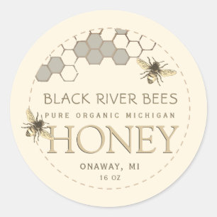 Nom de l'État Miel Étiquette abeilles et miel nid 
