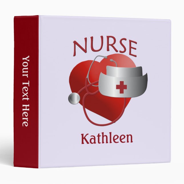 Nom de l'infirmière Infirmières Coeur Classeur sur (Devant/Côté)