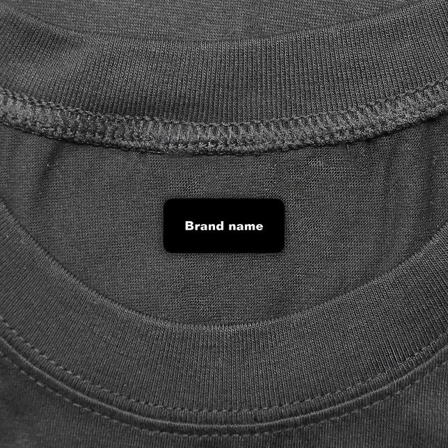 Nom de marque sur le Étiquette de vêtements Rectan (Black rectangle clothing label with your brand name)