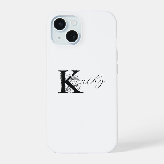 NOM DE MONOGRAMME BLANC MODERNE AVEC K FLORAL INIT (Verso)