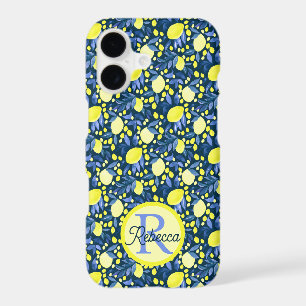 Nom de monogramme Chic Méditerranéen Citron Bleu F