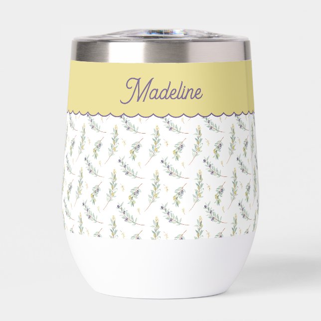 Nom de monogramme de branche d'olive vert sauge (Avant)